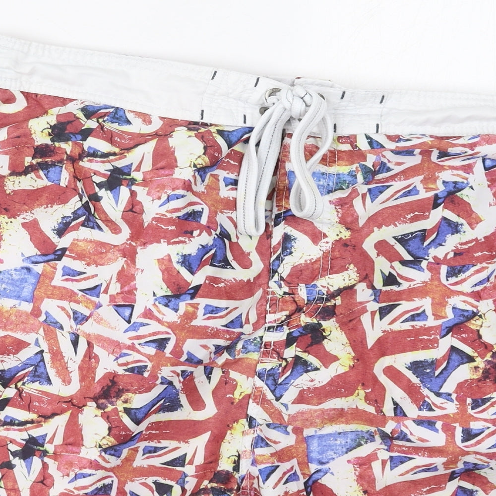 NEXT Mens Red  Polyester Athletic Shorts Size 2XL L8 in Regular Drawstring - Union Jack Swim Shorts