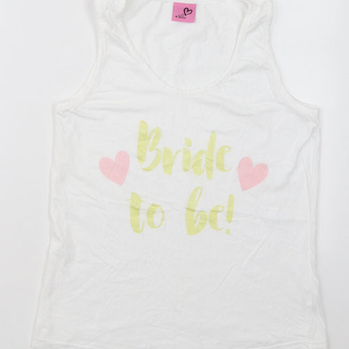 Adore Womens White  Cotton Basic Tank Size M Round Neck - Bride To Be
