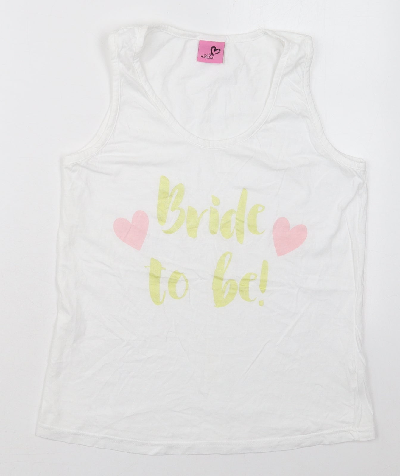 Adore Womens White  Cotton Basic Tank Size M Round Neck - Bride To Be