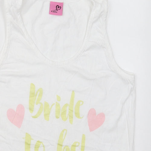 Adore Womens White  Cotton Basic Tank Size M Round Neck - Bride To Be