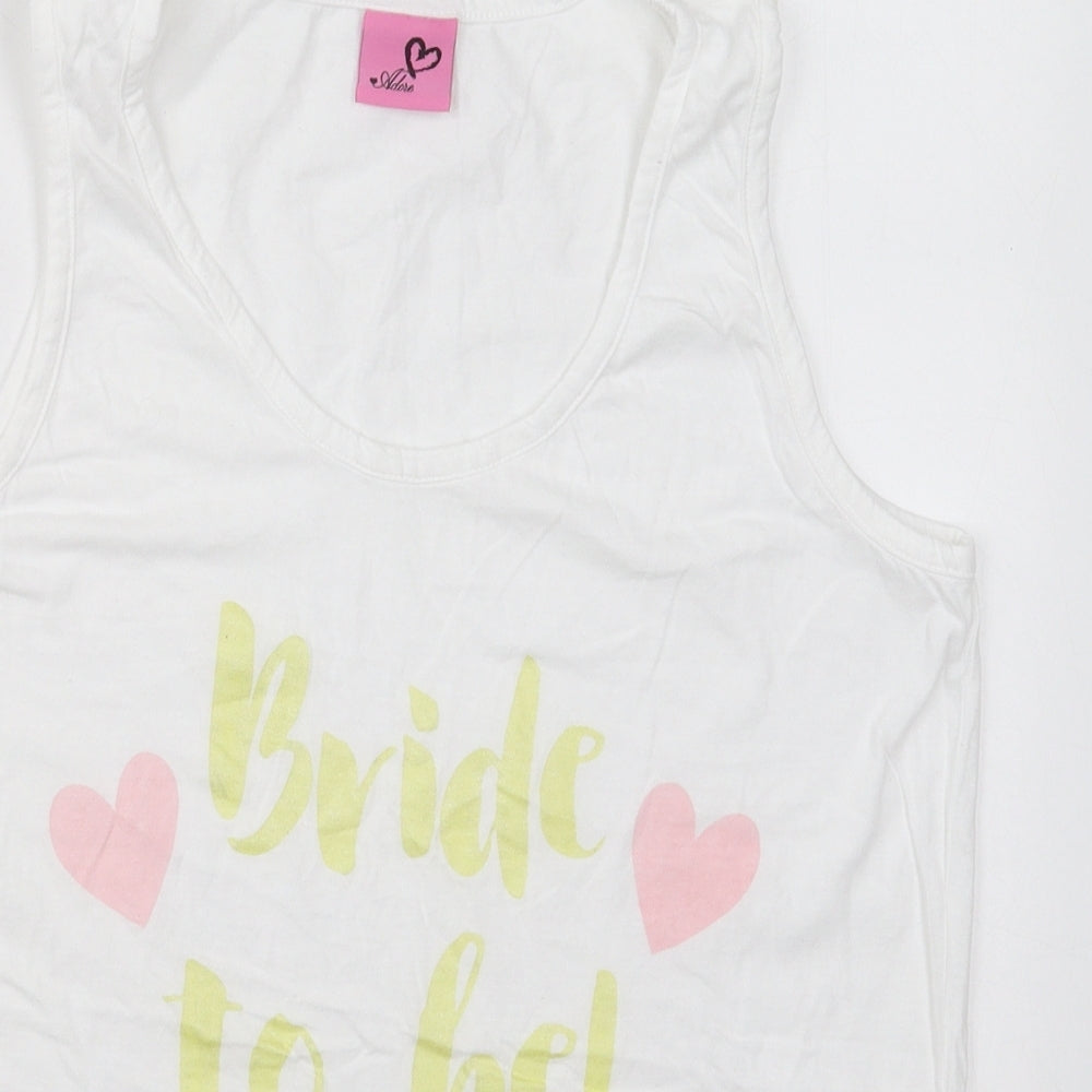 Adore Womens White  Cotton Basic Tank Size M Round Neck - Bride To Be