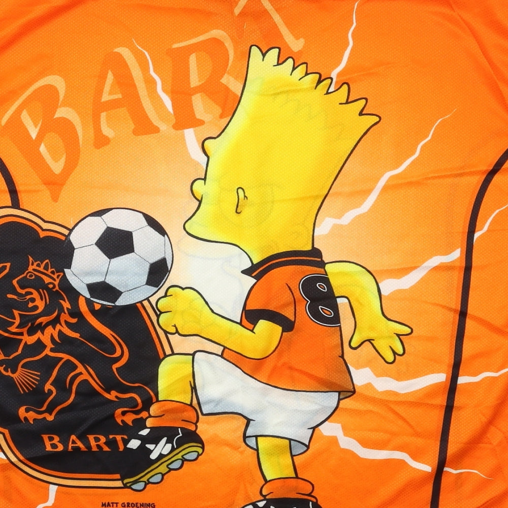 The Simpsons Mens Orange  Polyester  T-Shirt Size L Collared  - Bart The Simpsons