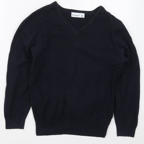 Trutex Mens Blue V-Neck  Cotton Pullover Jumper Size XS
