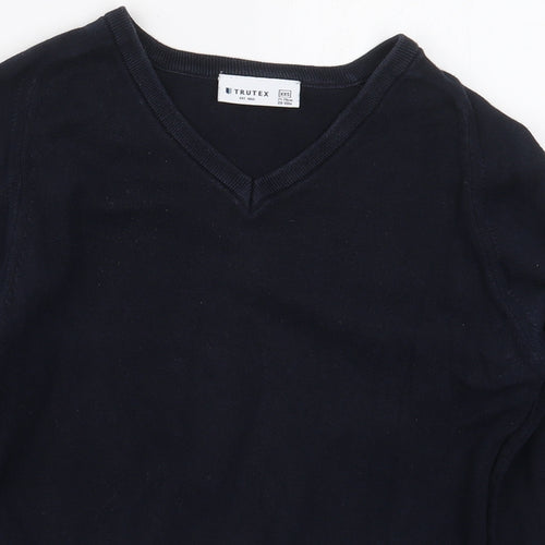Trutex Mens Blue V-Neck  Cotton Pullover Jumper Size XS