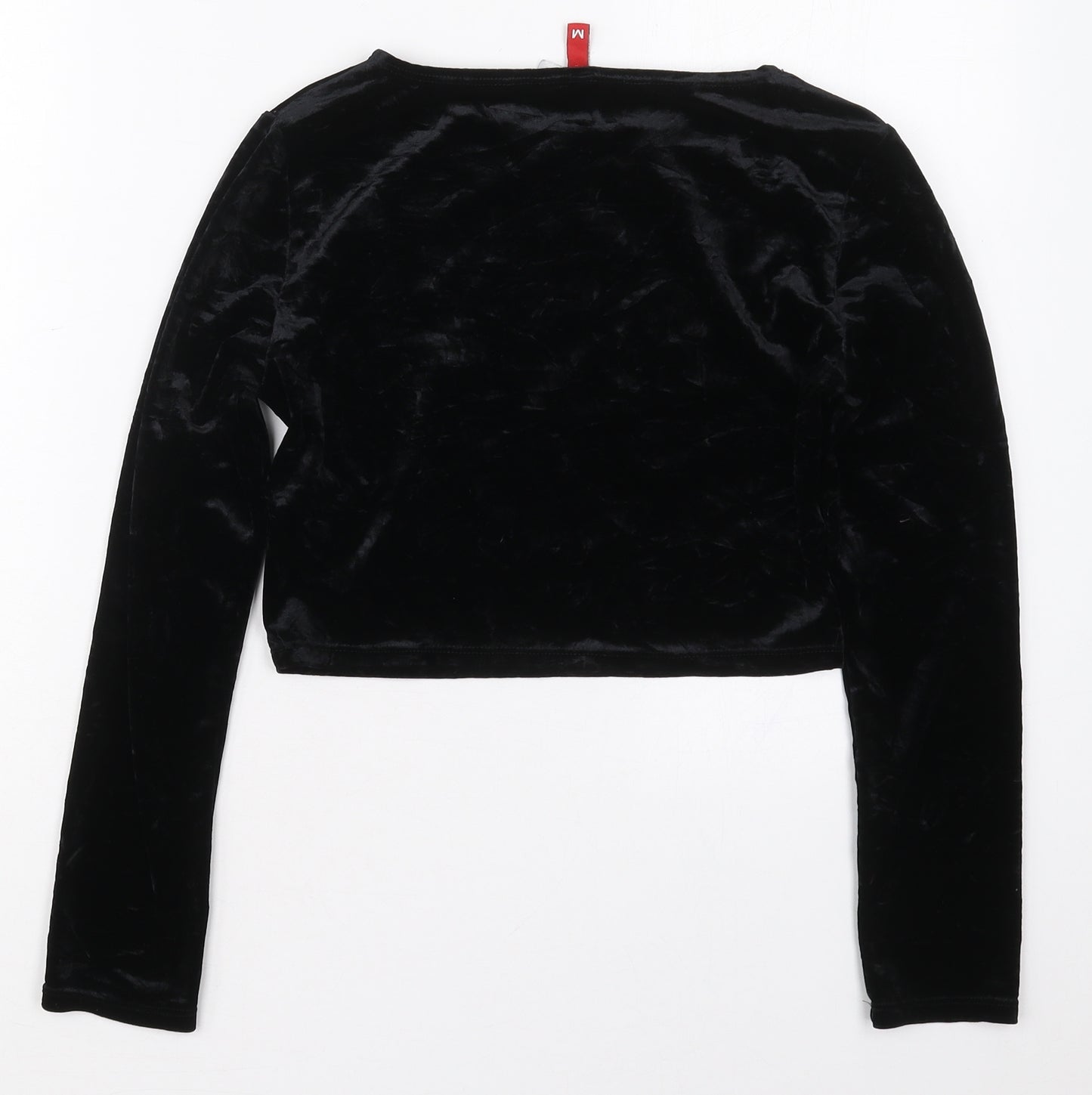 H&M Womens Black  Polyester Cropped T-Shirt Size M Boat Neck