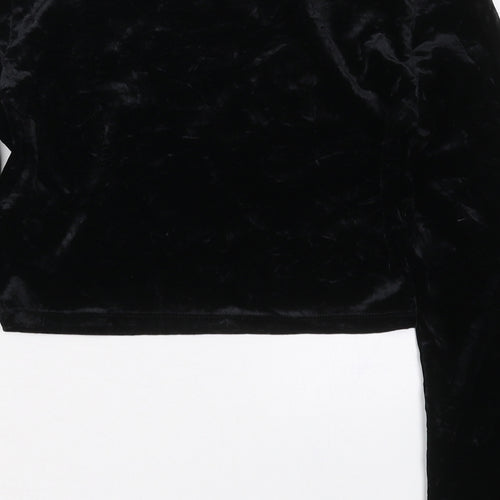 H&M Womens Black  Polyester Cropped T-Shirt Size M Boat Neck