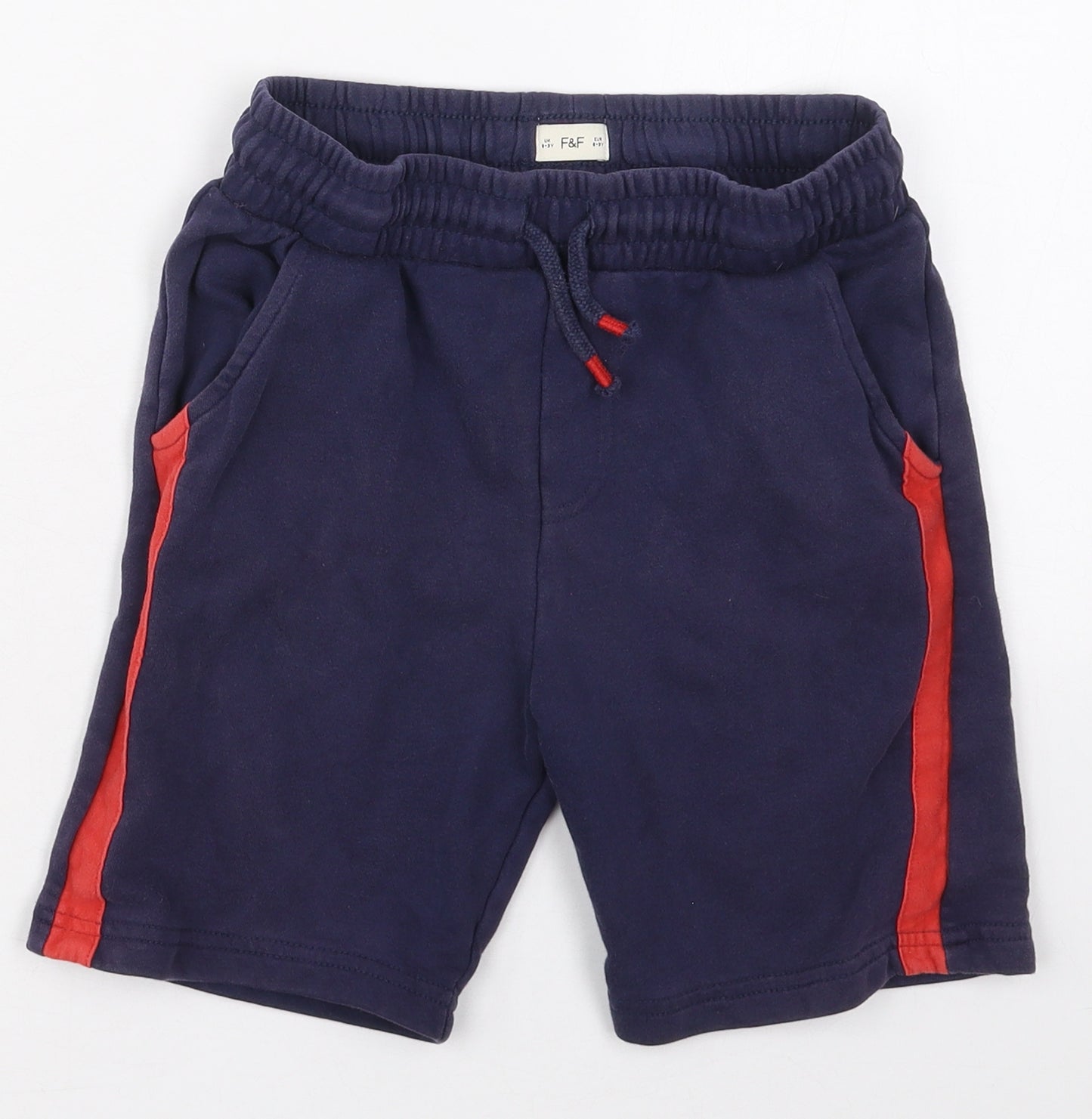F&F Boys Blue  Cotton Sweat Shorts Size 8-9 Years  Regular Drawstring
