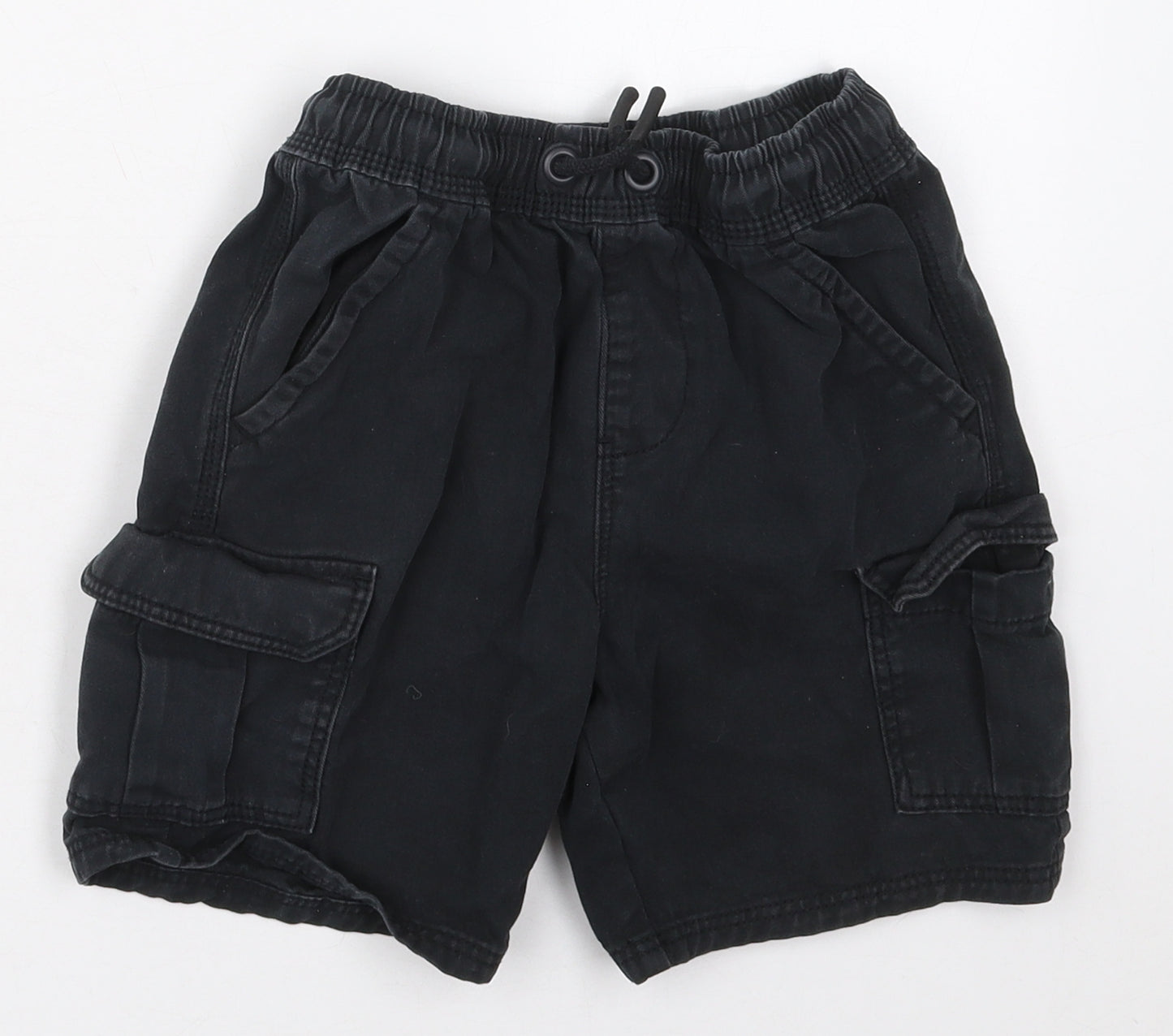 George Boys Black  Cotton Cargo Shorts Size 8-9 Years  Regular Drawstring