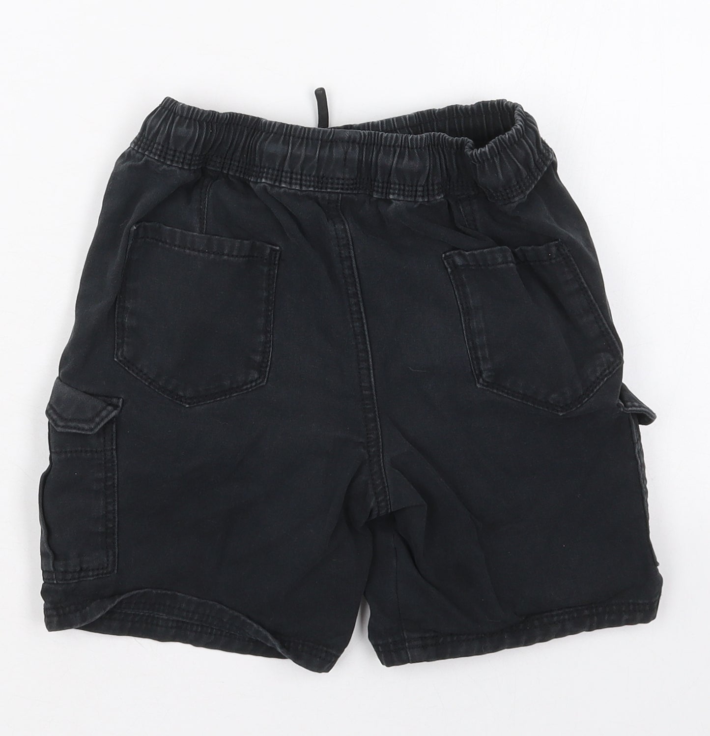 George Boys Black  Cotton Cargo Shorts Size 8-9 Years  Regular Drawstring