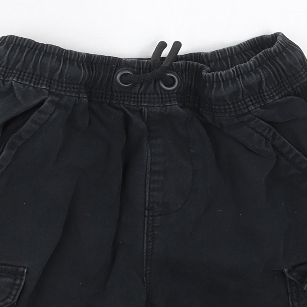 George Boys Black  Cotton Cargo Shorts Size 8-9 Years  Regular Drawstring
