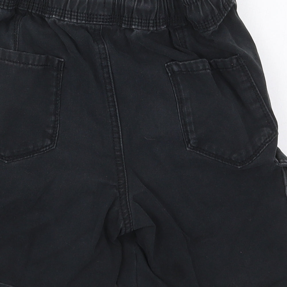George Boys Black  Cotton Cargo Shorts Size 8-9 Years  Regular Drawstring