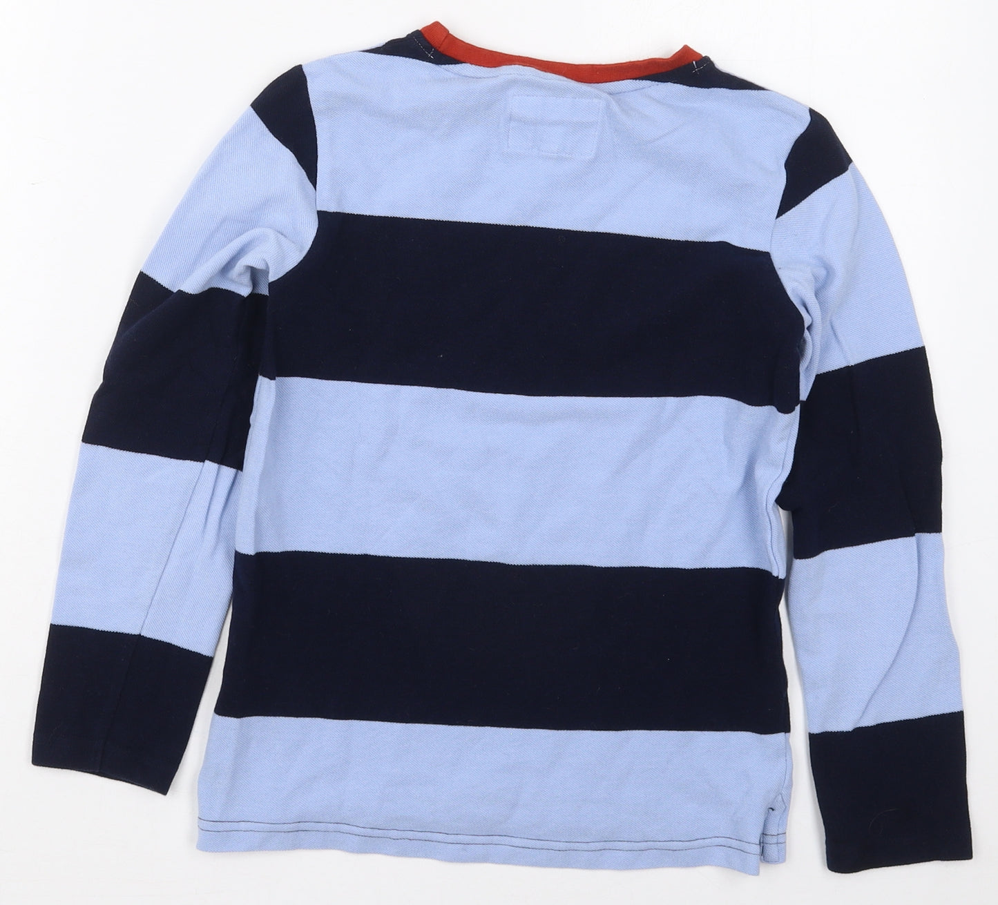 Jasper Conran Boys Blue Striped Cotton Basic T-Shirt Size 9-10 Years Crew Neck Pullover