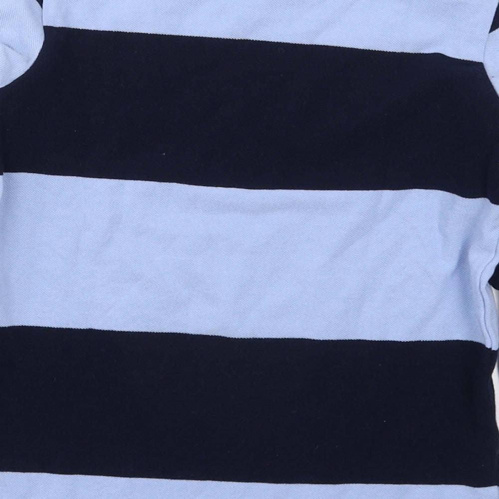 Jasper Conran Boys Blue Striped Cotton Basic T-Shirt Size 9-10 Years Crew Neck Pullover