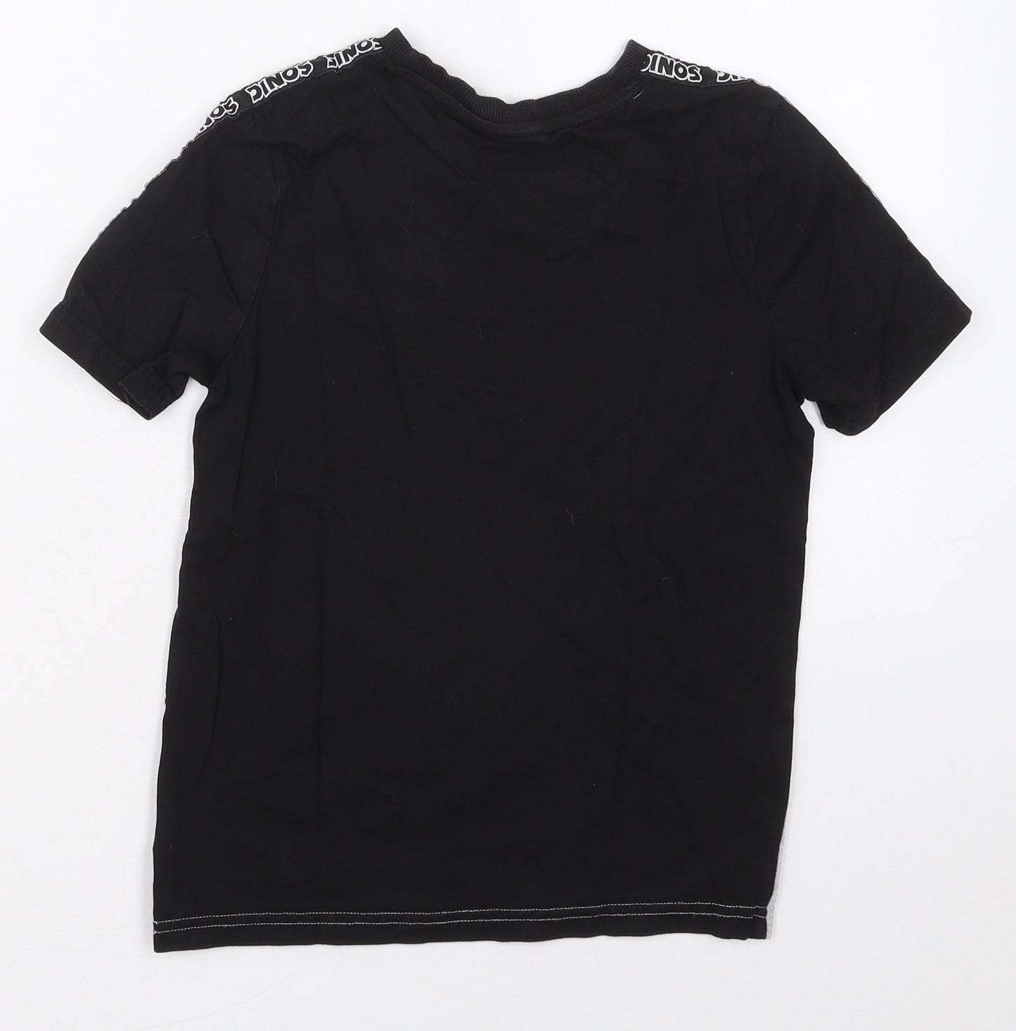 F&F Boys Black  Cotton Basic T-Shirt Size 8-9 Years Crew Neck Pullover - Sonic