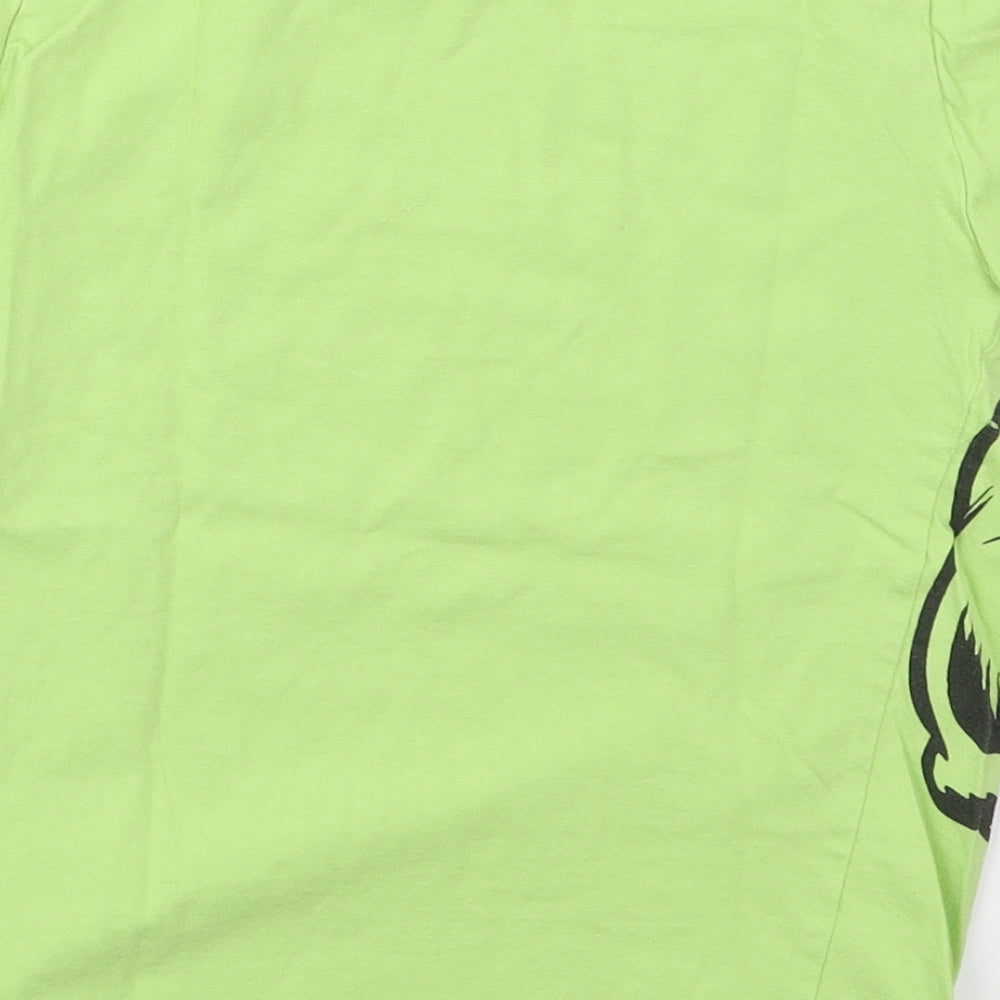 F&F Boys Green  Cotton Basic T-Shirt Size 9-10 Years Crew Neck Pullover - Hulk