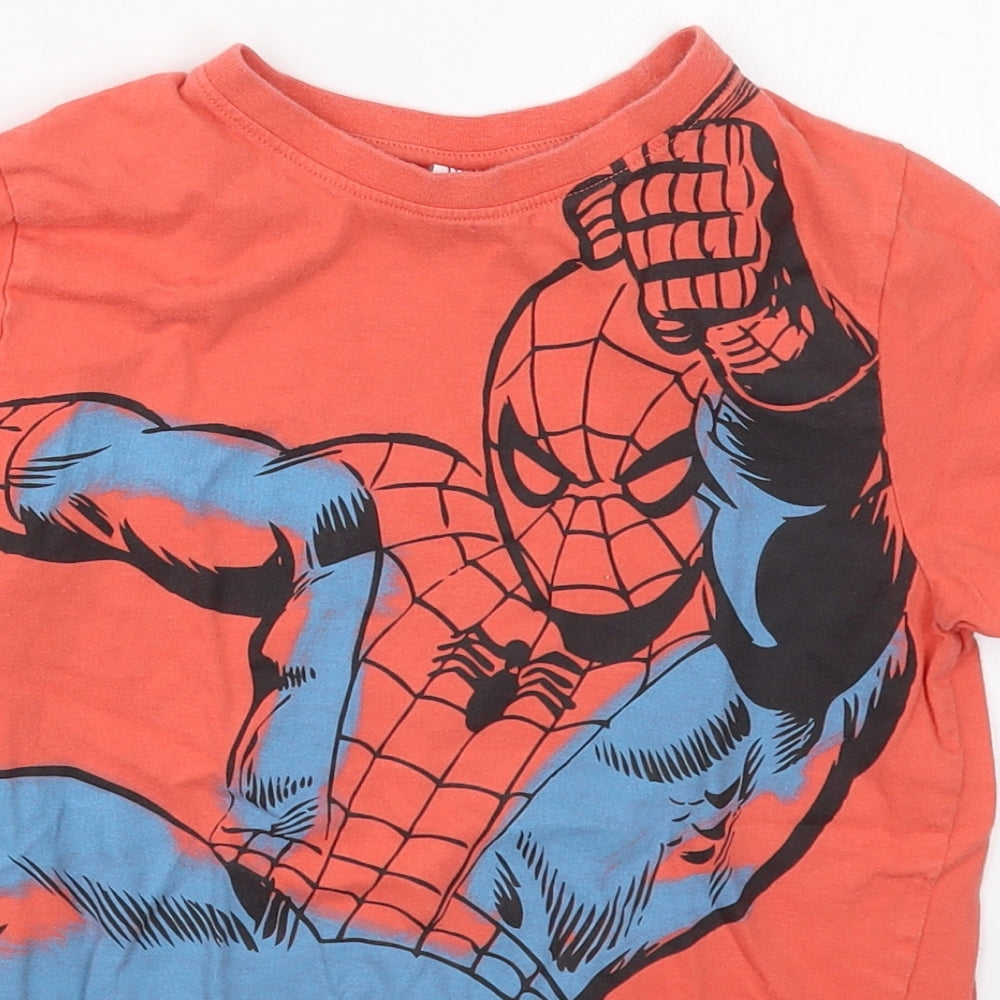 F&F Boys Red  Cotton Basic T-Shirt Size 9-10 Years Crew Neck Pullover - Spiderman