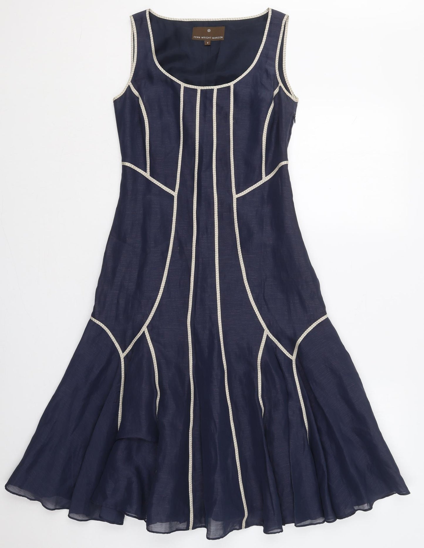 Fenn Wright Manson Womens Blue  Silk Skater Dress  Size 8  Round Neck