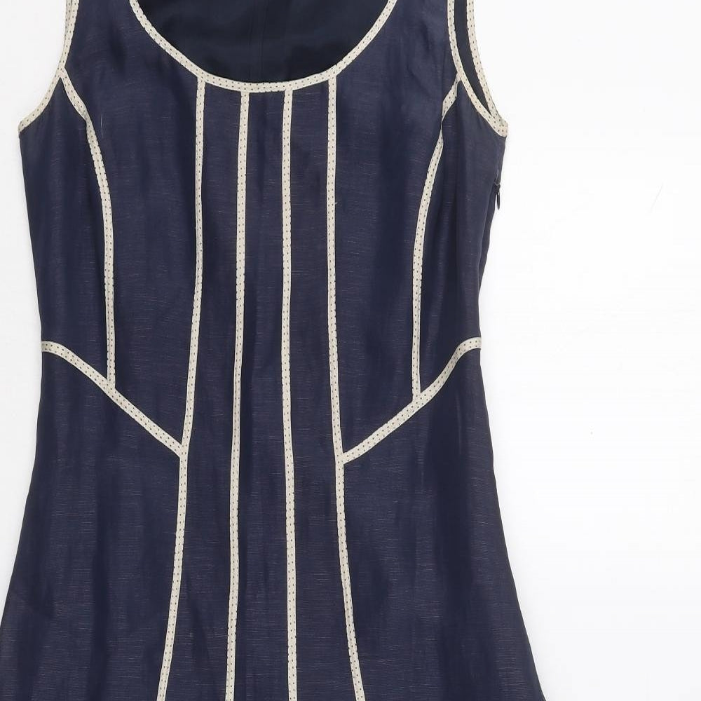 Fenn Wright Manson Womens Blue  Silk Skater Dress  Size 8  Round Neck