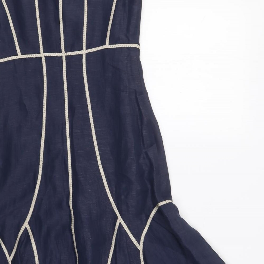 Fenn Wright Manson Womens Blue  Silk Skater Dress  Size 8  Round Neck
