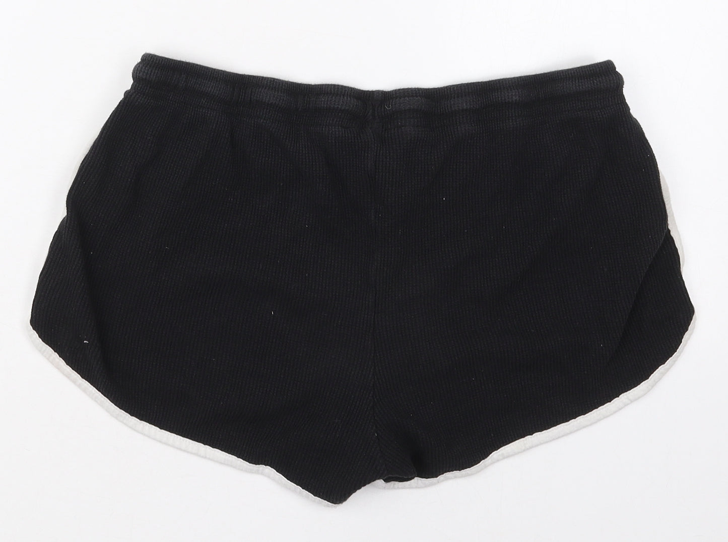 Primark Womens Black  Cotton Sweat Shorts Size 12  Regular Drawstring