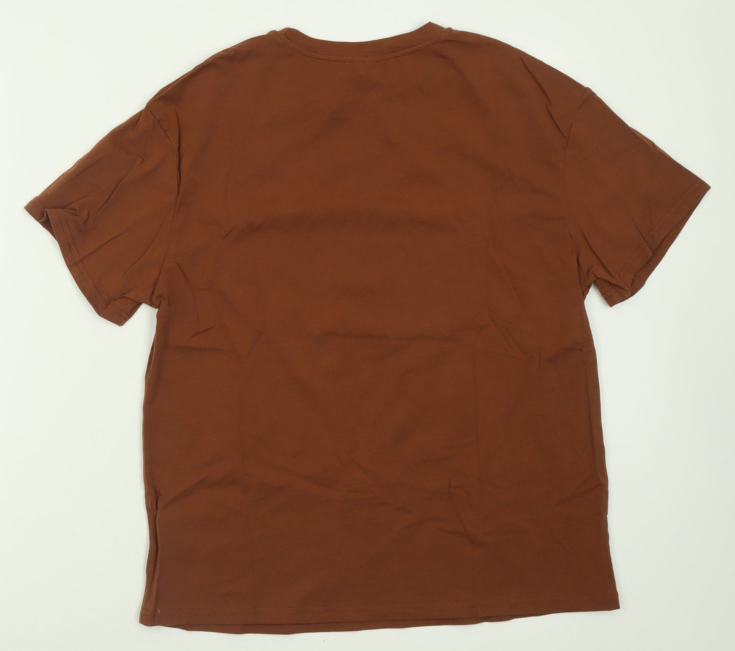 SheIn Girls Brown  Cotton Basic T-Shirt Size 12-13 Years Crew Neck Pullover