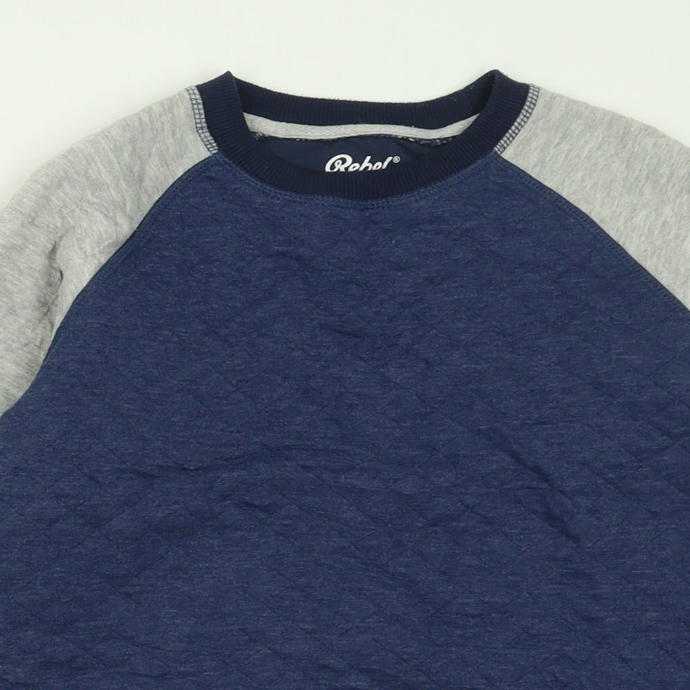 Rebel Boys Blue Crew Neck  Polyester Pullover Jumper Size 11-12 Years  Pullover