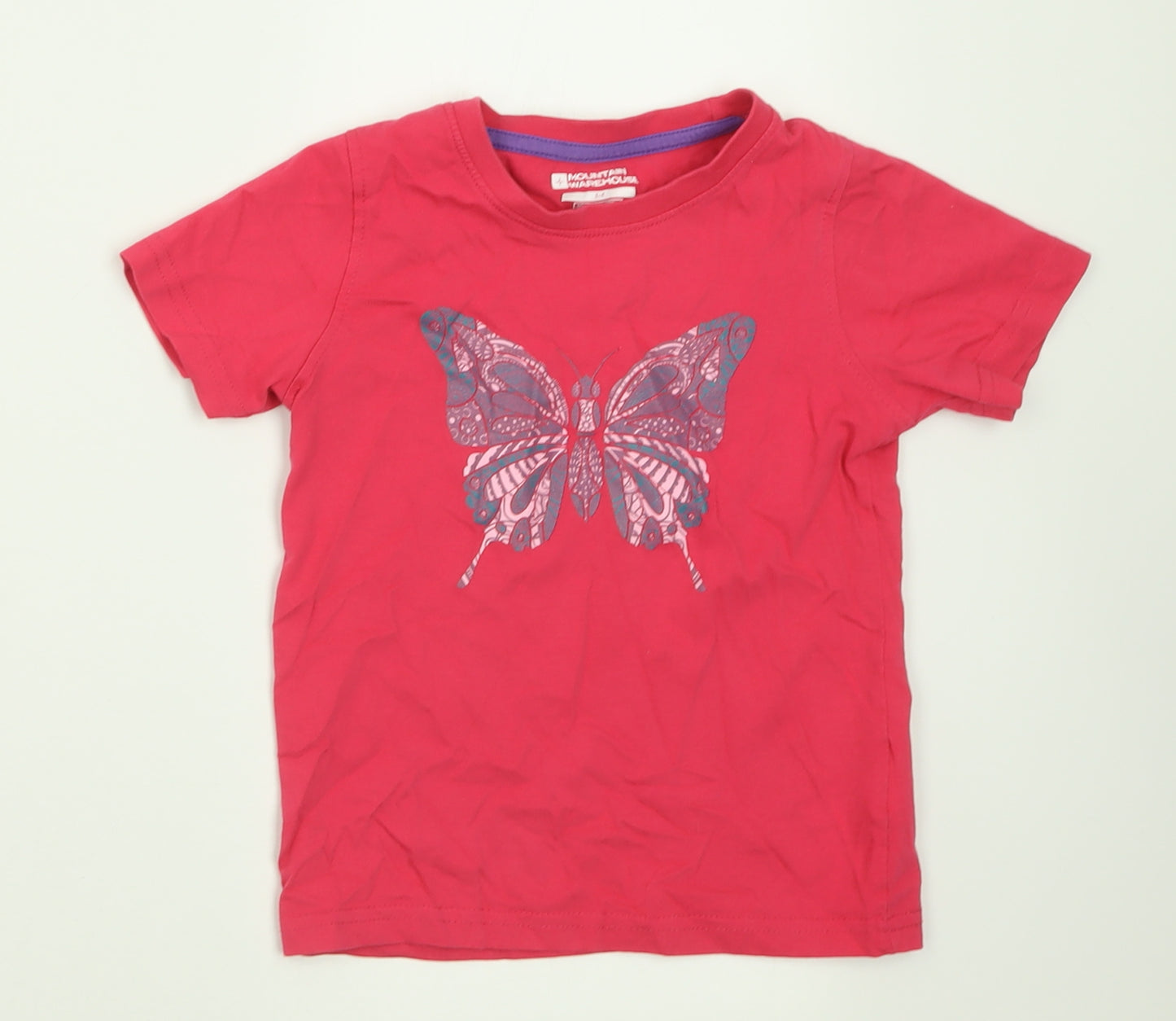 Mountain Warehouse Girls Pink  Cotton Basic T-Shirt Size 3-4 Years Crew Neck Pullover