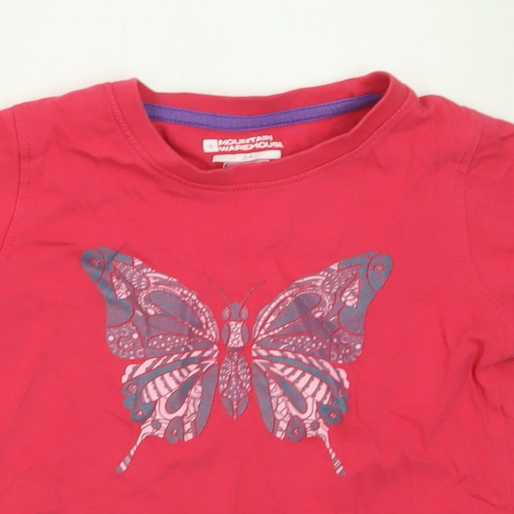 Mountain Warehouse Girls Pink  Cotton Basic T-Shirt Size 3-4 Years Crew Neck Pullover