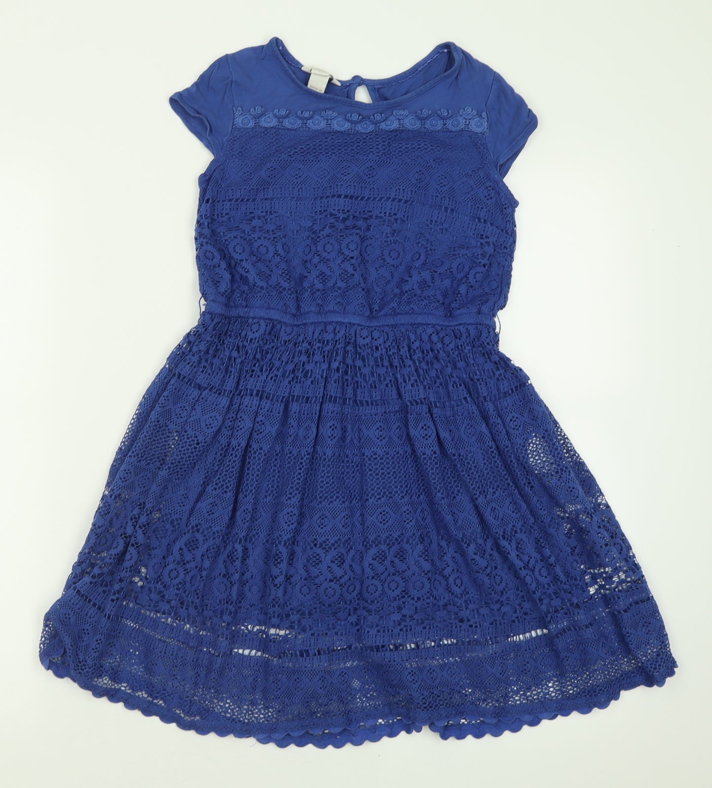 Monsoon Girls Blue  Polyester A-Line  Size 9-10 Years  Crew Neck Button