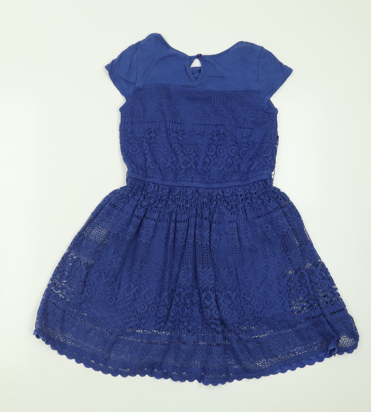 Monsoon Girls Blue  Polyester A-Line  Size 9-10 Years  Crew Neck Button