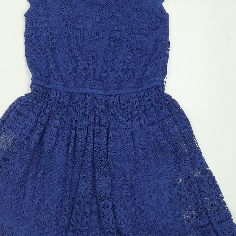 Monsoon Girls Blue  Polyester A-Line  Size 9-10 Years  Crew Neck Button
