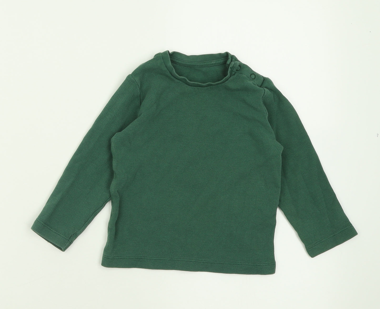 Marks and Spencer Boys Green  Cotton Basic Casual Size 18-24 Months Crew Neck Button