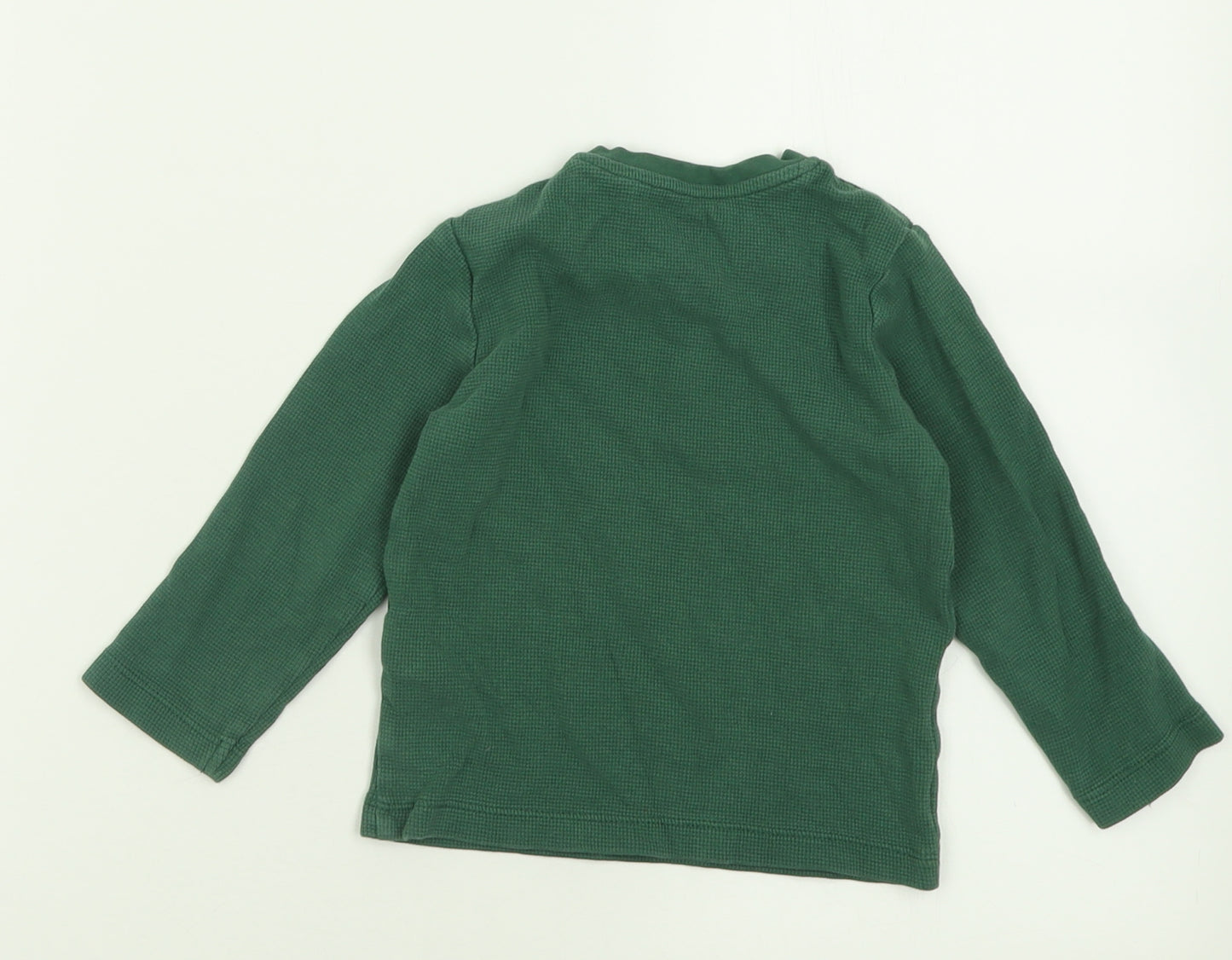 Marks and Spencer Boys Green  Cotton Basic Casual Size 18-24 Months Crew Neck Button
