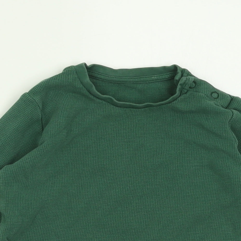 Marks and Spencer Boys Green  Cotton Basic Casual Size 18-24 Months Crew Neck Button