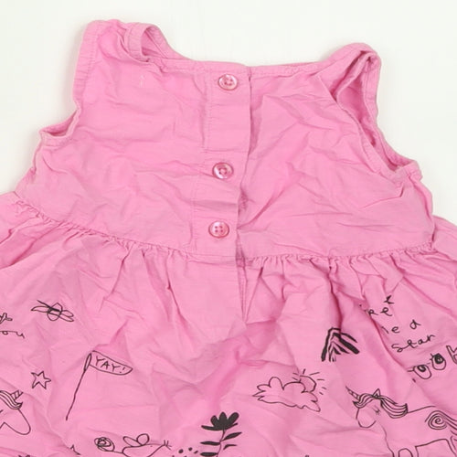 NEXT Girls Pink Geometric Cotton A-Line  Size 6-9 Months  Crew Neck Button