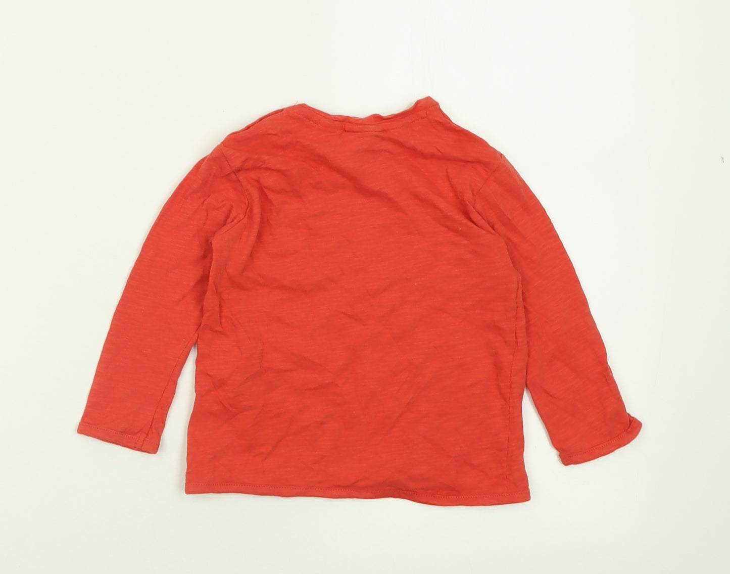 Zara Boys Orange  Cotton Basic Casual Size 12-18 Months Crew Neck Button