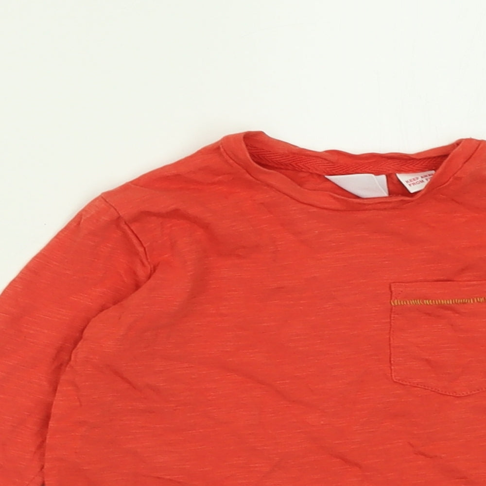 Zara Boys Orange  Cotton Basic Casual Size 12-18 Months Crew Neck Button