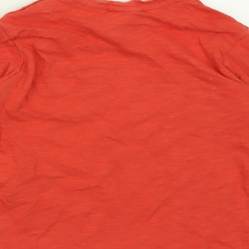 Zara Boys Orange  Cotton Basic Casual Size 12-18 Months Crew Neck Button