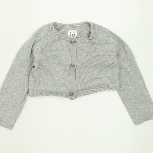 Gap Girls Grey  Cotton Cardigan Jumper Size 12-18 Months  Button