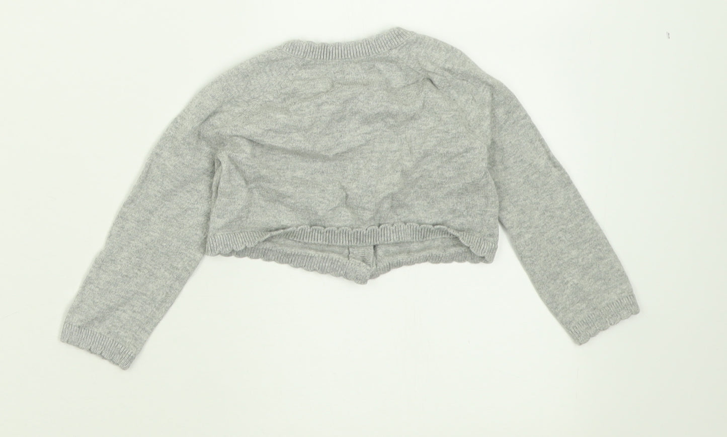 Gap Girls Grey  Cotton Cardigan Jumper Size 12-18 Months  Button