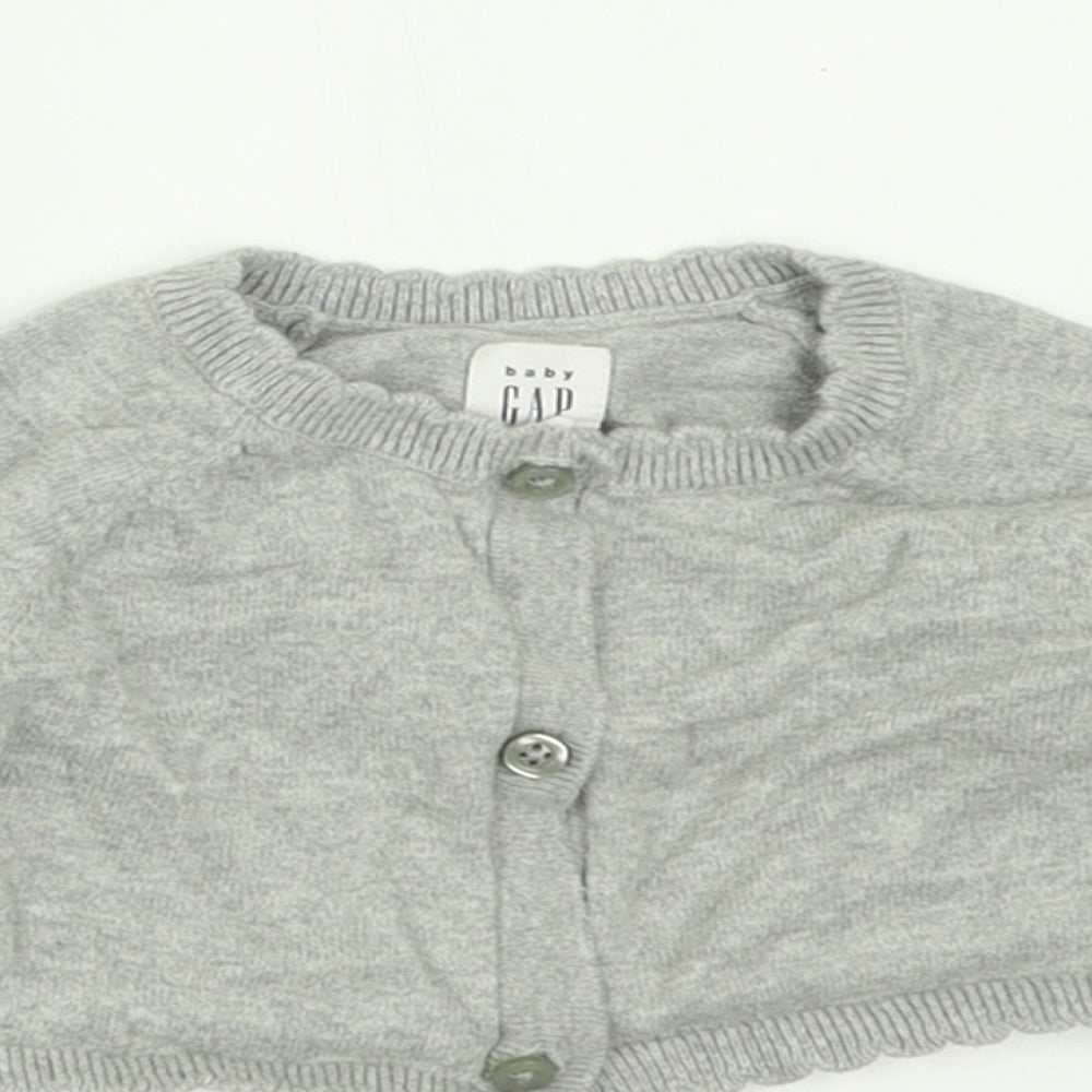 Gap Girls Grey  Cotton Cardigan Jumper Size 12-18 Months  Button