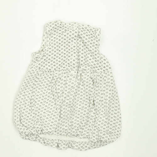 LITTLE NATURAL COLLECTION Girls White Geometric Cotton A-Line  Size 0-3 Months  Crew Neck Button