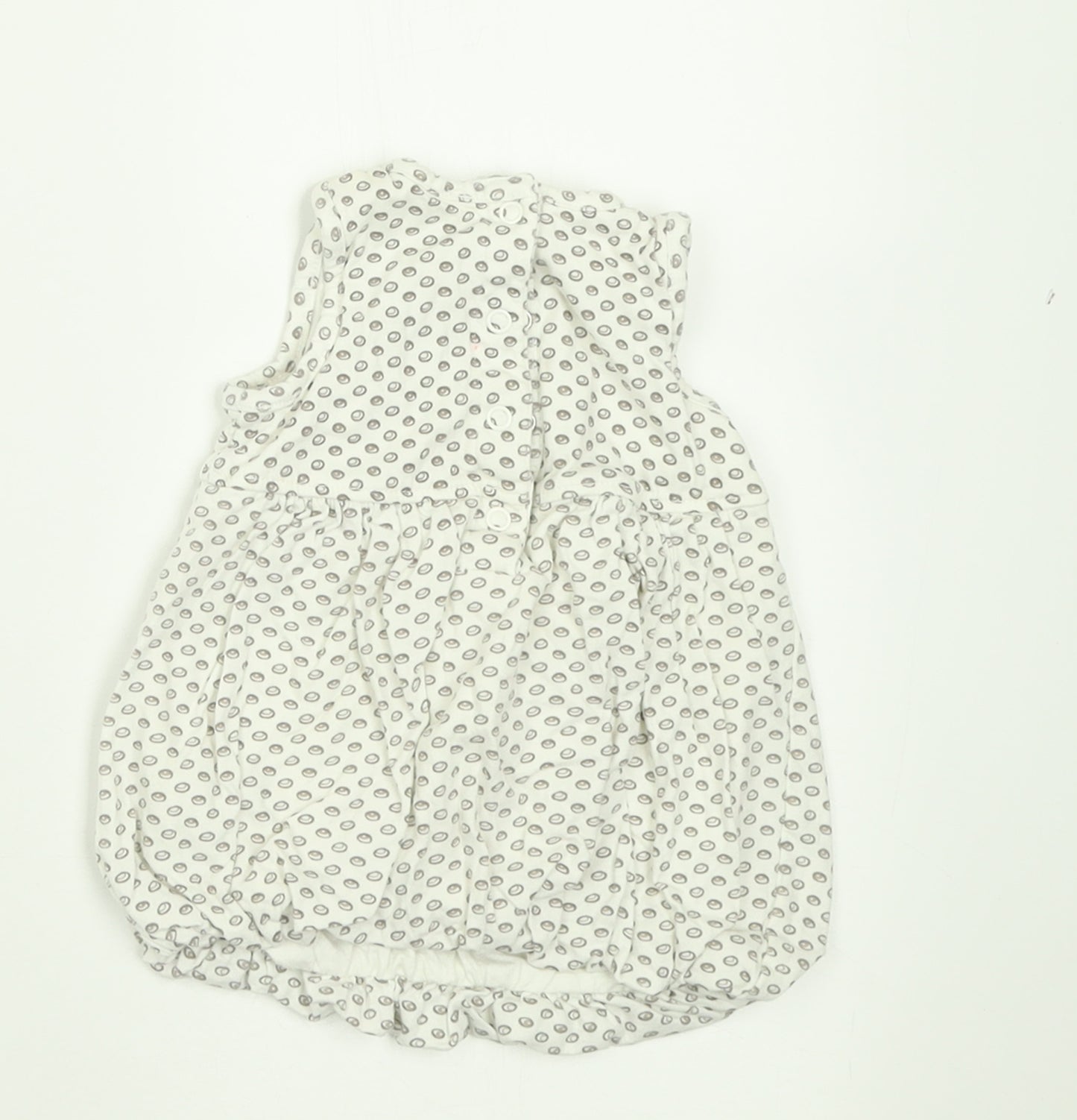 LITTLE NATURAL COLLECTION Girls White Geometric Cotton A-Line  Size 0-3 Months  Crew Neck Button