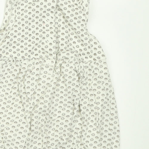 LITTLE NATURAL COLLECTION Girls White Geometric Cotton A-Line  Size 0-3 Months  Crew Neck Button