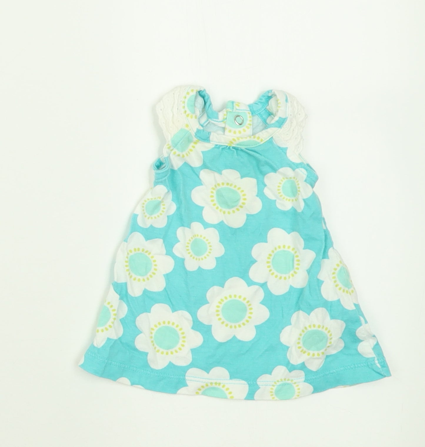 Carter's Girls Blue Floral Cotton Basic Tank Size Newborn Crew Neck Button