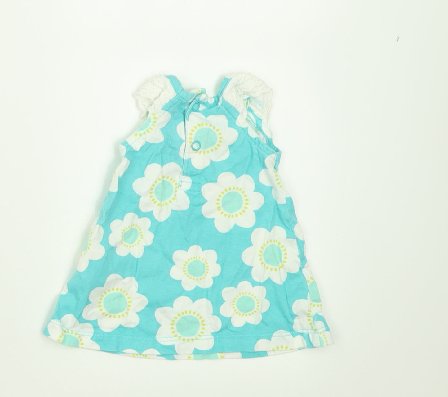Carter's Girls Blue Floral Cotton Basic Tank Size Newborn Crew Neck Button