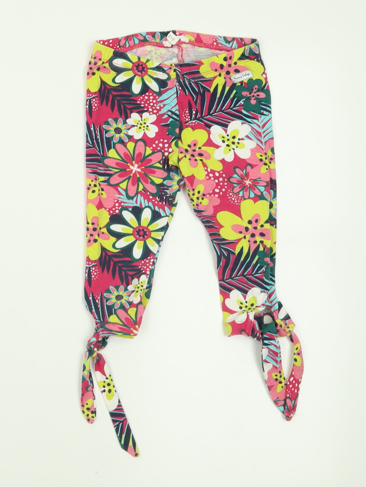 Happy Calegi Girls Pink Floral Cotton Cropped Trousers Size 4 Years  Regular Pullover