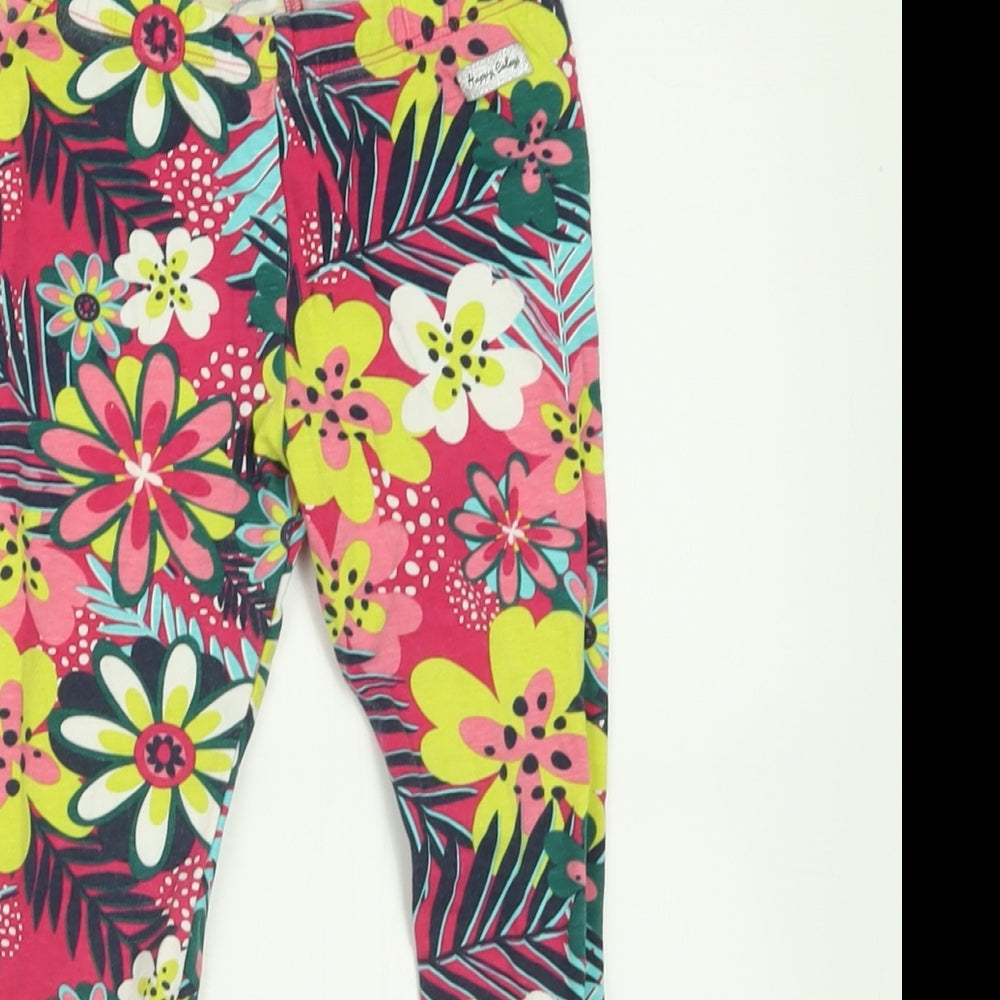 Happy Calegi Girls Pink Floral Cotton Cropped Trousers Size 4 Years  Regular Pullover