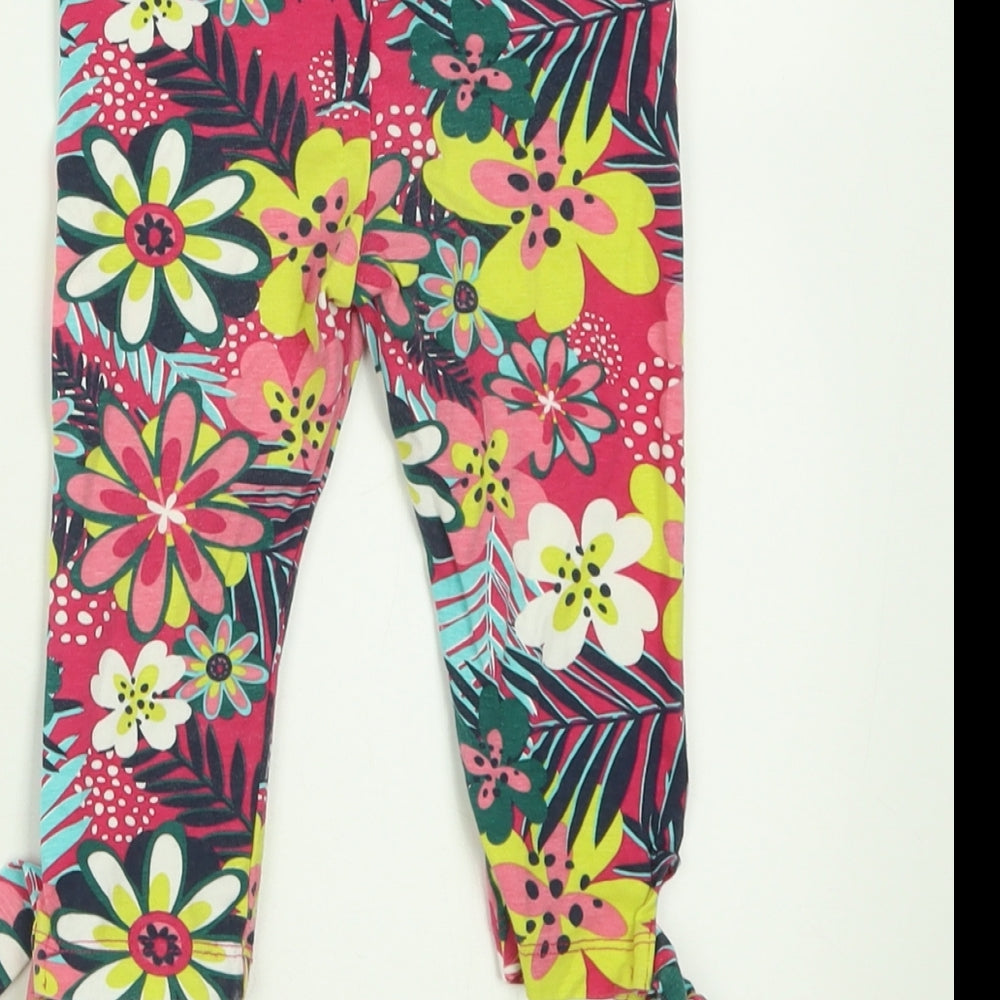 Happy Calegi Girls Pink Floral Cotton Cropped Trousers Size 4 Years  Regular Pullover