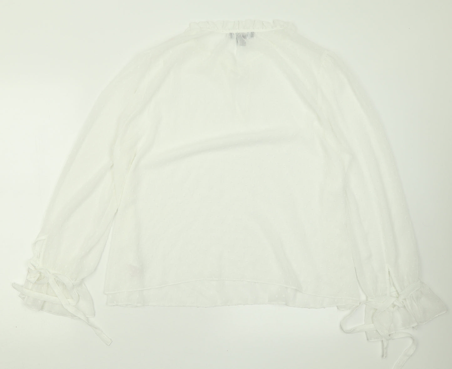 Primark Womens White Polka Dot Polyester Basic Blouse Size 18 V-Neck